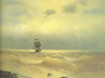 the ship near coast 1890 Romantic Ivan Aivazovsky Russian Oil Paintings